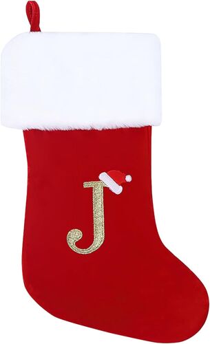 Chaussette de Noël,45cm Grande Bas de Noël,Bottes de Noël Chaussette de Noël Xmas Sac Cadeau pour Décoration Cheminée Sapin de Noël(J)
