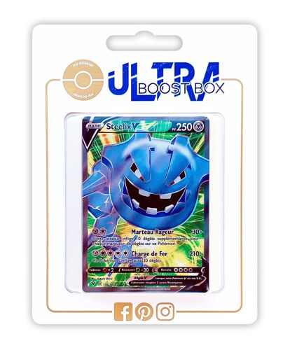 Steelix V 176 185 Full Art - Ultraboost X Epée Et Bouclier 4 Voltage Éclatant - Coffret De 10 Cartes Pokémon Françaises