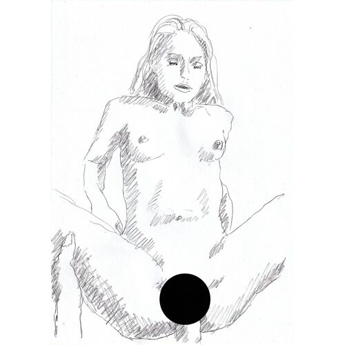 Dessin Erotique Original - Anna Satine - 108 - Nu Féminin - 20x30cm