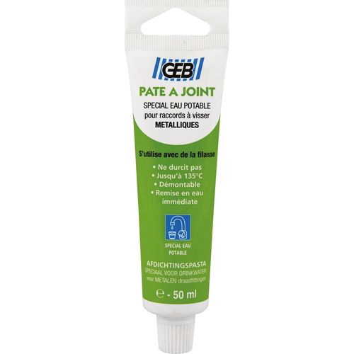 Pate à joint eau potable pour raccord à visser métalliques Geb - 50 ml