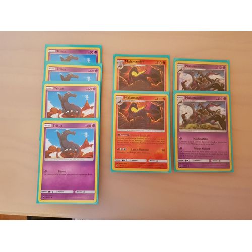 Lot Unique! 4 Tritox Avec 2 Malamandre Type Feu Reverse + 2 Malamandre Type Psy Holo
