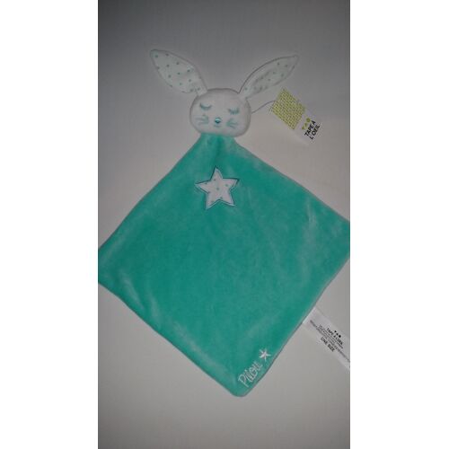 Doudou Plat Lapin Pilou Tao Tape À L'oeil Bleu Turquoise Blanc Étoile Pois / Jouet Bebe Naissance Peluche Éveil Enfant Comfort / Blanket Comforter Soft Toys