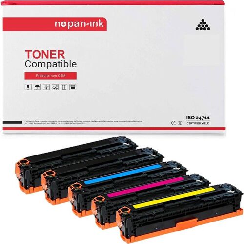 5 Toner pour Canon 055 No Chip Black x2 + Cyan + Magenta + Jaune Bk:7600 CMY:5900 Pages avec Canon i-Sensys LBP 660 Series i-Sensys LBP 662Cdw i-Sensys LBP 663Cdw i-Sensys LBP 664Cx i-Sensys MF 740 Se