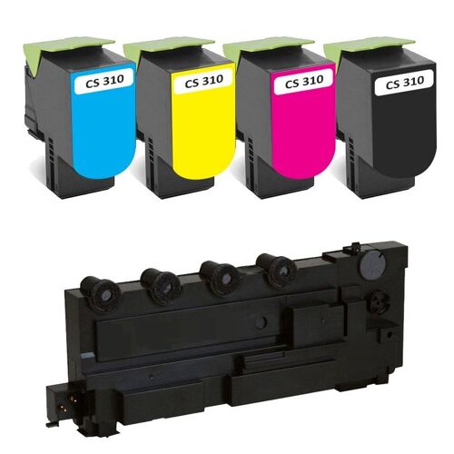 5 Toner pour LEXMARK 70C2 / 702 Black + Cyan + Magenta Yellow 2500 Pages avec Lexmark CS 310dn CS 310n CS 410dn CS 410dtn CS 410n CS 510de CS 510dte