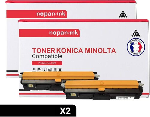 2 Toner pour KONICA MINOLTA A0V301 Black 2500 Pages avec Konica Minolta Magicolor 1600 W Konica Minolta Magicolor 1650 EN Konica Minolta Magicolor 1650 EN D Konica Minolta Magicolor 1650 EN DT Konica