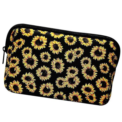 Sunflower Floral Makeup Bag Imperméable À L'eau Soft Neoprene Travel Bag Zippered Storage Pouch Printing Toi