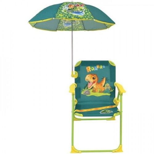 Fun House Jurassic World Chaise Pliante De Camping Dinosaures - H.38.5 Xl.38.5 X P.37.5 Cm - Avec Un Parasol Ø 65 Cm - Pour Enf