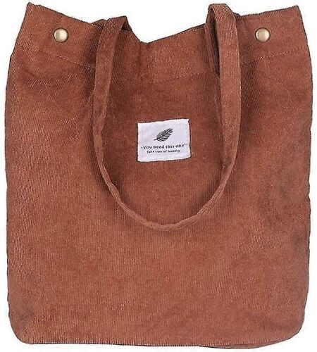 Sac à bandoulière Femmes Grand sac en velours côtelé Femmes Sac à main Shopper Femmes Poignée Sac pour l'université Travail Filles École (marron)