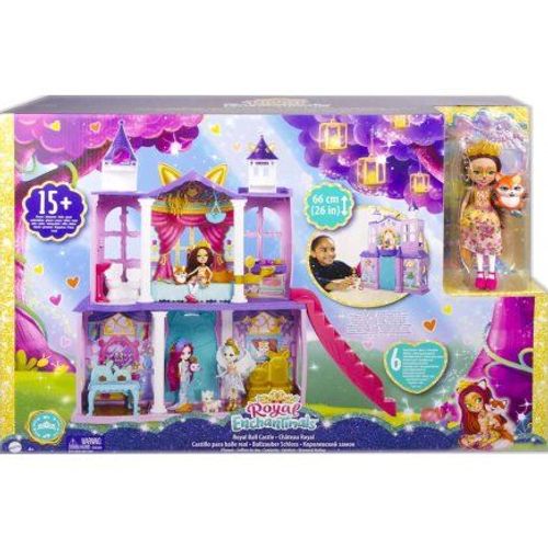 Coffret Enchantimals Chateau Royal 66cm Poupées Felicity Renard Et Flick + 15 Accessoires - Set Figurine Animal + 1 Carte - Mini-Poupee