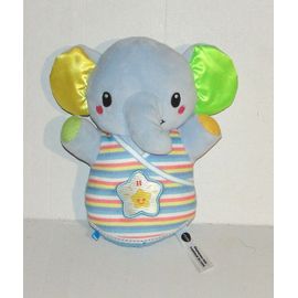 Peluche Éléphanteau Dodo Bleu Veilleuse Musicale Vtech - Doudou Éléphant Coloré Étoile