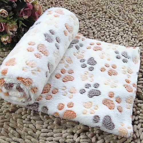 Doux Chaud Animal Polaire Couverture Lit Couverture Tapis Chien Chiot Animal Couverture-Blanc M