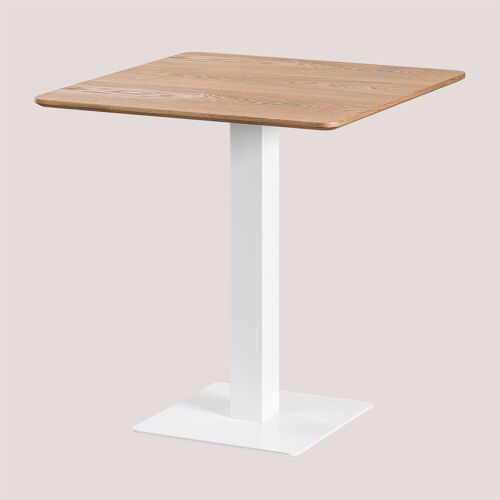 Table De Bar Carrée En Placage De Frêne Expresso Blanc ↔︎ 70 Cm