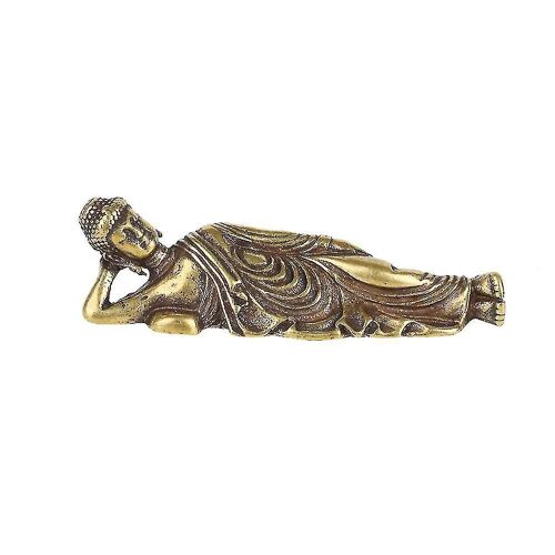 Mini Rétro Or Couché Amitabha Bouddha Statue Bouddha Sculpture Figurines Cuivre Laiton Pur Accueil De