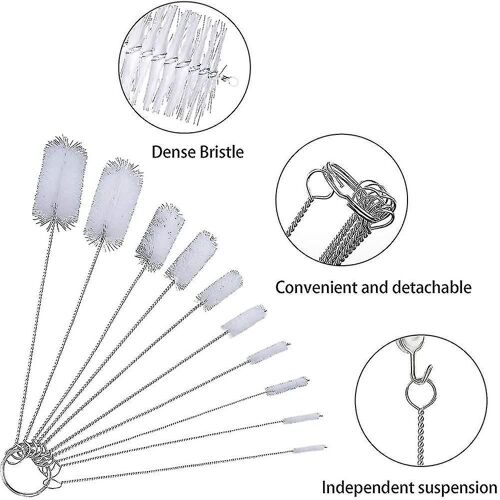 10 Pièces Brosses De Nettoyage De Bouteille, Petites Brosses De Nettoyage De Tuyaux Bouteille Réutilisable