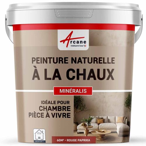 Peinture chaux naturelle : décoration intérieure sans émanation NUANCES MINERALES CHAUX Paprika Rouge 60 m² (2x5 kg en 1 couche)
