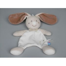 Doudou Lapin Beige Blanc Oreilles Marron Étoiles Dorées Sucre D'orge