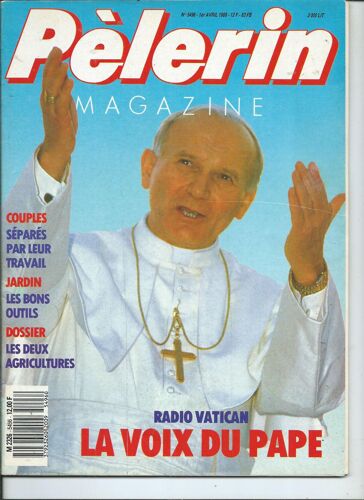 Pèlerin 01/04/1988 La Voix Du Pape, Anna Prucnal, Julos Beaucarne, Louis Chedid, Dalida, Linda De Suza,Drôles De Dames,La Croisade Des Enfants De Serge Moati,Éclair De Lune De Norman Jewison Avec Cher