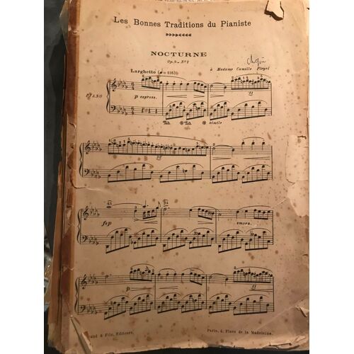 Partition De Fr Chopin Nocturne  Éditeur Durand Op 9 N1 Et 2 Op 15 N2 Op 27 N2  Op32 N1 Et 2 Op 37 N1, Op 55 N1 , Op 18, Op34 N1 Et 2, Op 34 N3, Op 64 N1 , 2, 3, Op 6 N1, 3 Etc. Dans Son Jus ! 