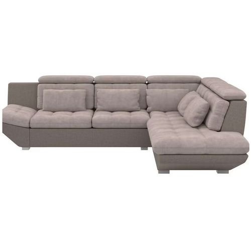 Canapé D'angle Droit Convertible 5 Places Eternity Coloris Sable/ Pu Taupe