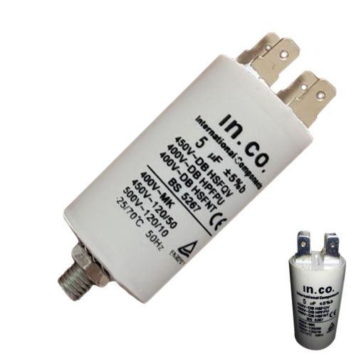 Condensateur 5MF universel Sèche-linge (1125427003 AEG ARISTON HOTPOINT ARTHUR MARTIN ELECTROLUX BOSCH BRANDT CALOR DE DIETRICH ELECTROLUX ELICA FAGOR FAURE INDESIT JEKEN KOMPATIBEL NEFF ROSIERES SCHO