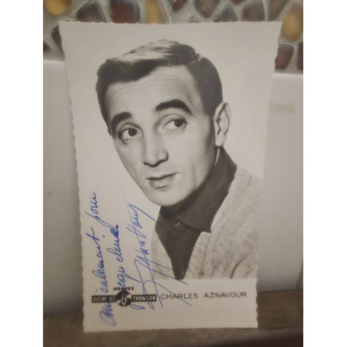 Carte Dedicacee Signee Charles Aznavour, Date 1958