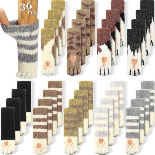 Protecteurs De Jambe De Chaise, 36 Pcs (9 Ensembles) Chaussettes De Meubles De Chat Patte De Chat