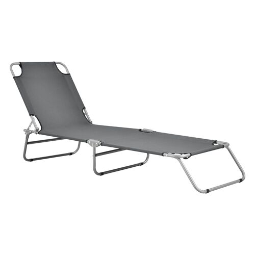 Transat Bain De Soleil Inclinable Acier Polyester Argenté Mat Gris Foncé Helloshop26 03_0006415