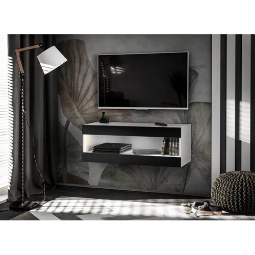 Banc TV Komodee TIVOLI RTV2 Espace ouvert - Blanc Noir 35 x 100 x 36 cm