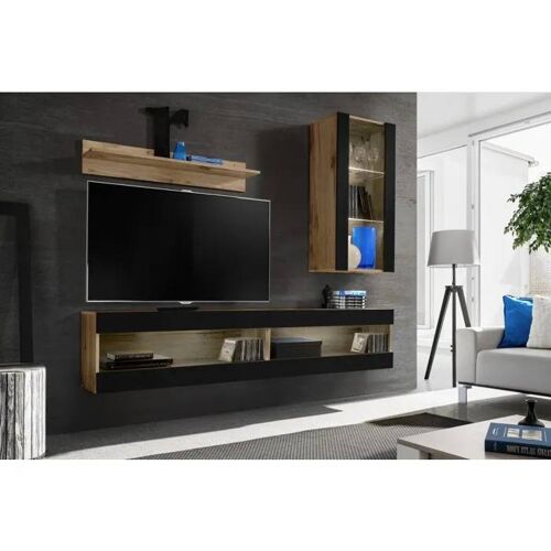 Ensemble TV Komodee TIVOLI SET5 Espace ouvert Wotan Noir 35 x 200 x 195 cm