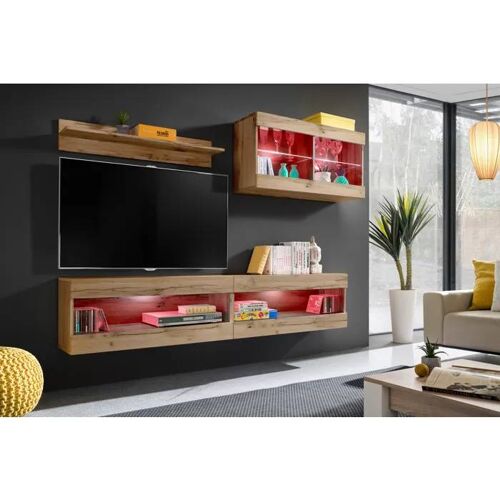 Ensemble Komodee TIVOLI SET6 avec LED RGB - Bois Naturel 35 x 200 x 195 cm