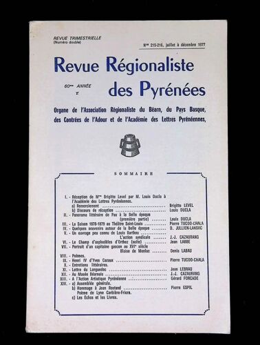 Revue Régionaliste Des Pyrénées N° 215-216 Juillet À Décembre 1977