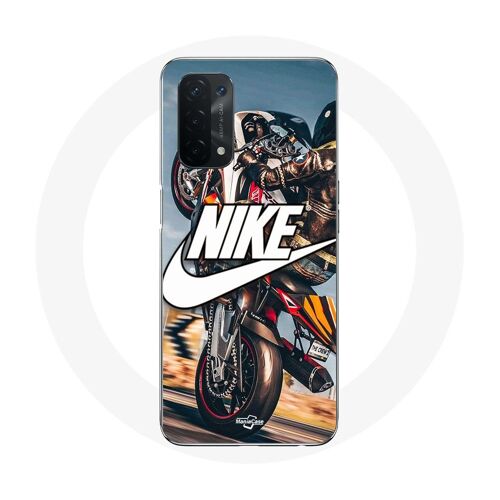 Coque Pour Oppo A54 5g Nike Logo Blanc Roue Moto