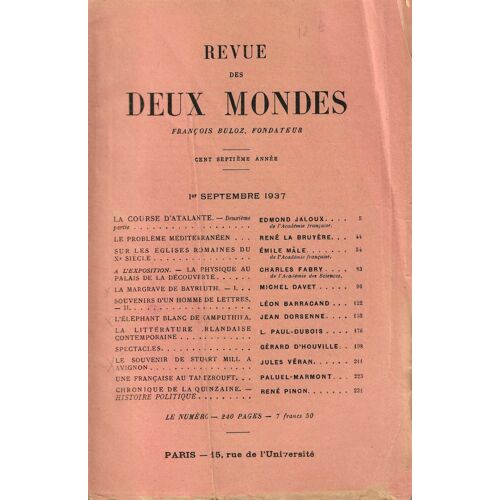 Revue Des Deux Mondes N° 17 - 1er Septembre 1937