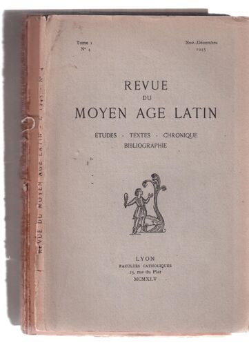 Revue Du Moyen Age Latin Tome I, N°4, Nov-Décembre 1945