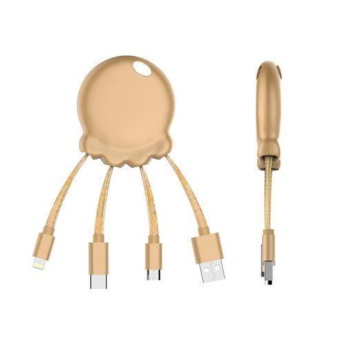Câbles Octopus Booster 2 In 1 Cable Avec Power Bank 1 000 Mah Intégré Gold
