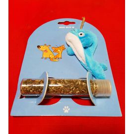 Jouets Chat : 1 Poisson En Peluche & 1 Tube D'herbe A Chats