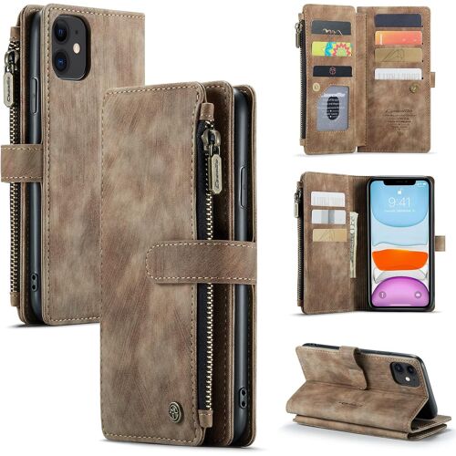 Coque Iphone 11, Antichoc Cartes Portefeuille Housse Etui Iphone 11 (6,1 Pouces), Tpu Cuir Souple Mince Fine Anti-Rayures Flip Magnetique Adsorption Support Camera Protection Case, Marron