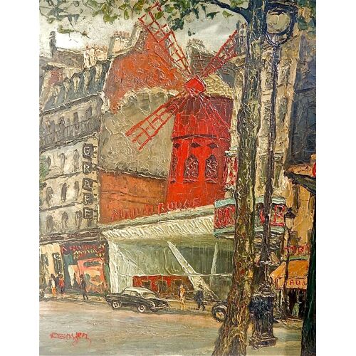 André Boyer Le Moulin Rouge Huile Sur Toile