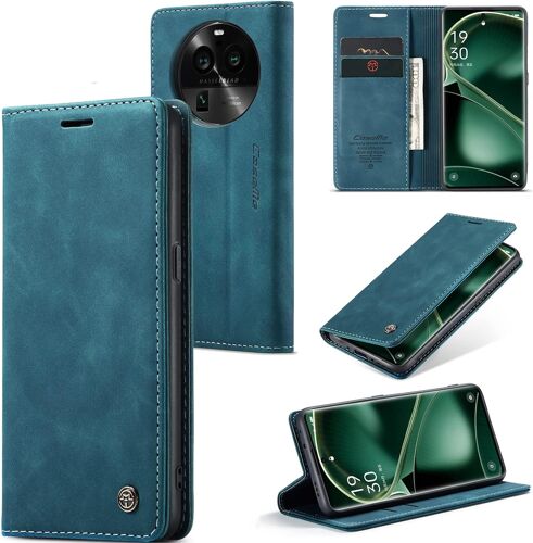 Housse Oppo Find X6 Pro Bleue En Cuir, Porte-Cartes Et Billets, Support, Mince Et Doux, Resistant Aux Chocs, Protection Camera - Pour Hommes Et Femmes
