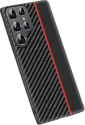 Samsung Galaxy S22 Ultra Case Classic Fibre de Carbone Cuir Soft Hybrid Shockproof Protection Cover Case (rouge)