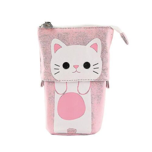 Creative Retractable Canvas Pencil Case Kawaii Cat School Pencil Cases Grand Mignon Papeterie Sac Porte-Stylo Enfants Cadeaux Pen Bag