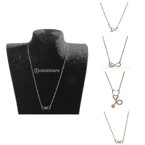 Infinity Word Love Heart Strass En Acier Inoxydable Pendentif Collier Argent