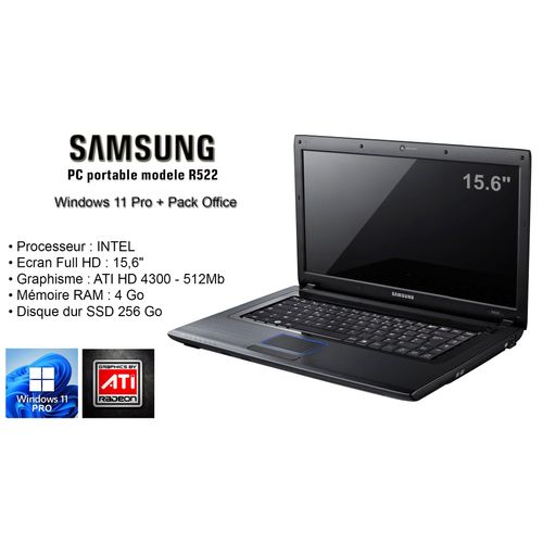 Samsung R522 - 15.6" Intel Core 2 Duo T4300 - 2.1 GHz - Ram 4 Go - SSD 256 Go