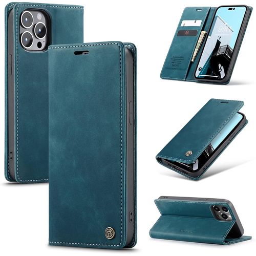 Coque Iphone 14 Pro Max Antichoc Anti-Rayures Tpu Cuir Protection Housse Etui Iphone 14 Pro Max 6.7" Souple Mince Flip Magnetique Adsorption Support Portefeuille Carte Camera Protecteur Bleu