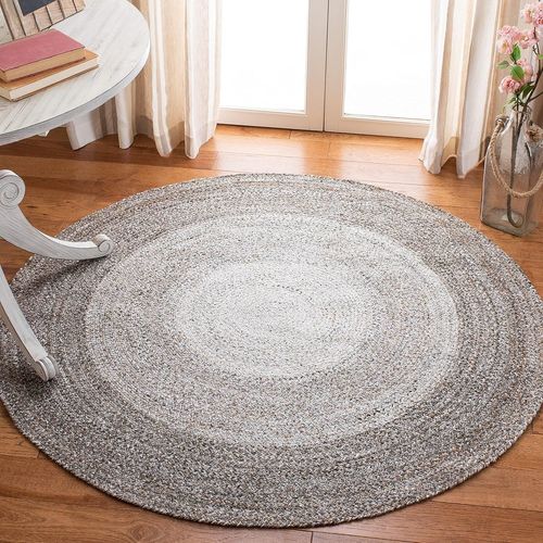 Tapis Contemporain Pour Salon, Salle À Manger, Chambre À Coucher - Braided Collection, Tapis À Poil Court, Marron, 122 X 122 Cm