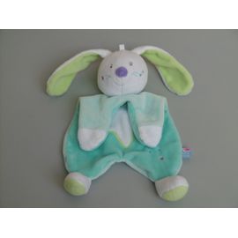 Doudou Lapin Plat Bleu Vert Blanc Violet Étoiles Sucre D'orge