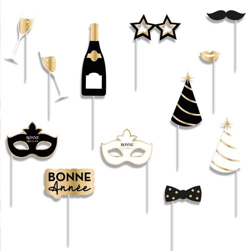 Kit Photobooth Bonne Année 12 Pièces