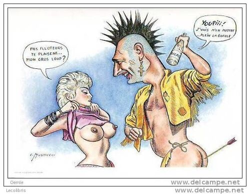 Emile Mustacchi Peintre Catalan Mini Poster 030 X 022 Caricature De Chacque Chirac Avec Madonna