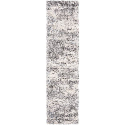 Tapis Shag Pour Salon, Salle À Manger, Chambre À Coucher - Berber Shag Collection, Tapis À Poil Court, Gris Et Crème, 61 X 244 Cm