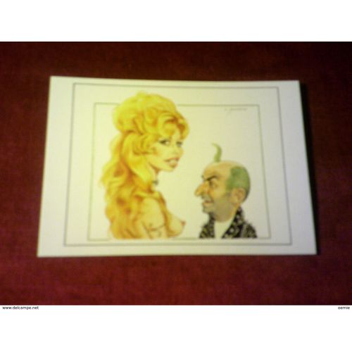 Carte Postalee Mustacchi ° Caricature De Brigite Bardot Et De Funes